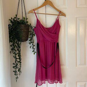 CHARLOTTE RUSSE magenta/ deep pink pleated gauzy dress in size XS